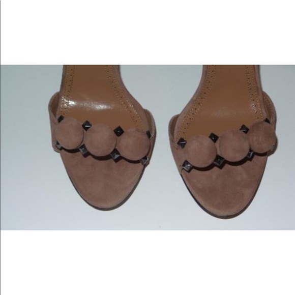 ALAIA BOMBE TAUPE STUDDED SANDALS HEELS SIZE 36 - Picture 9 of 11